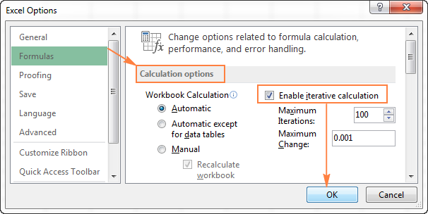 allow iterative calculations on excel for mac